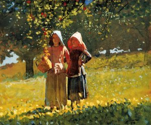 Apple Picking (or Two Girls in sunbonnets or in the Orchard)