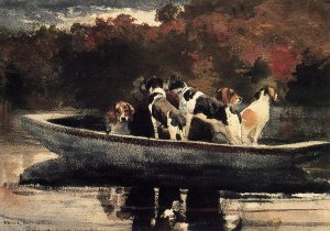 Dogs in a Boat