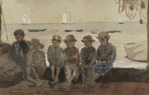 Boys on a Dock (Boys Sitting on a Wharf)