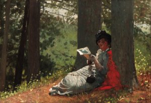 Girl Reading Under an Oak Tree